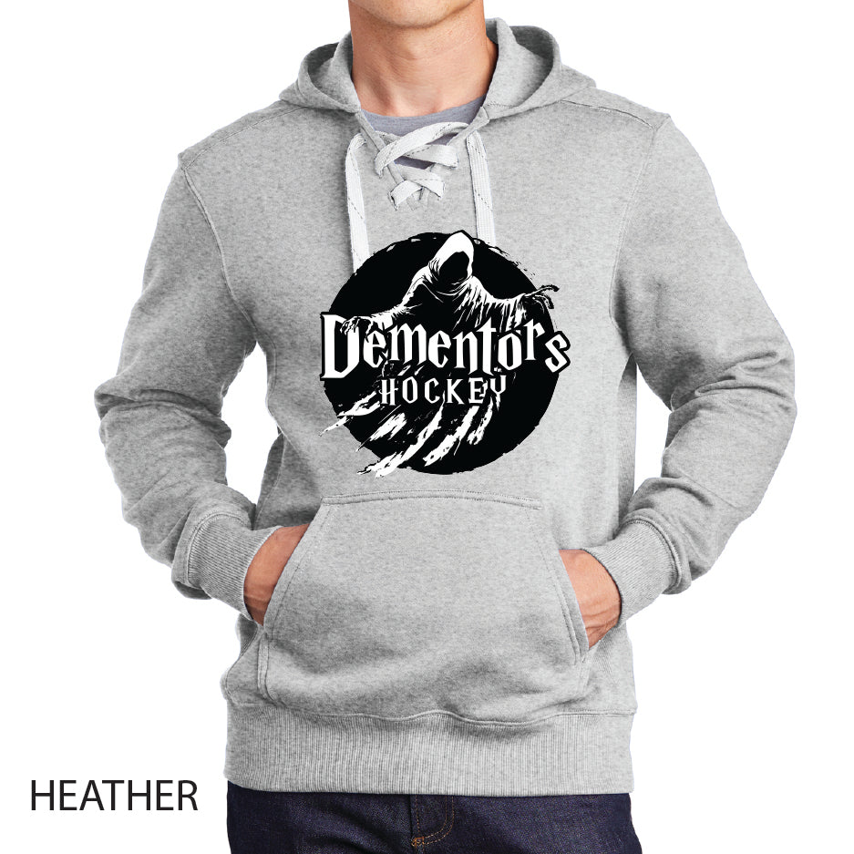 Dementors Sport-Tek Lace Up Pullover Hooded Sweatshirt White Logo