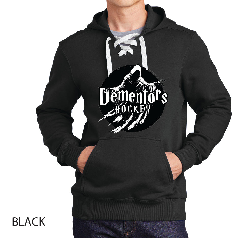 Dementors Sport-Tek Lace Up Pullover Hooded Sweatshirt White Logo
