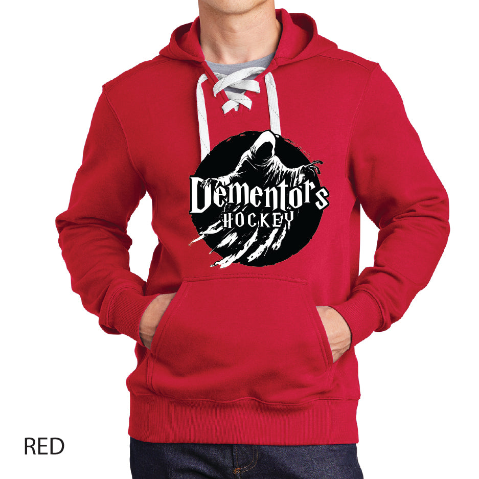 Dementors Sport-Tek Lace Up Pullover Hooded Sweatshirt White Logo