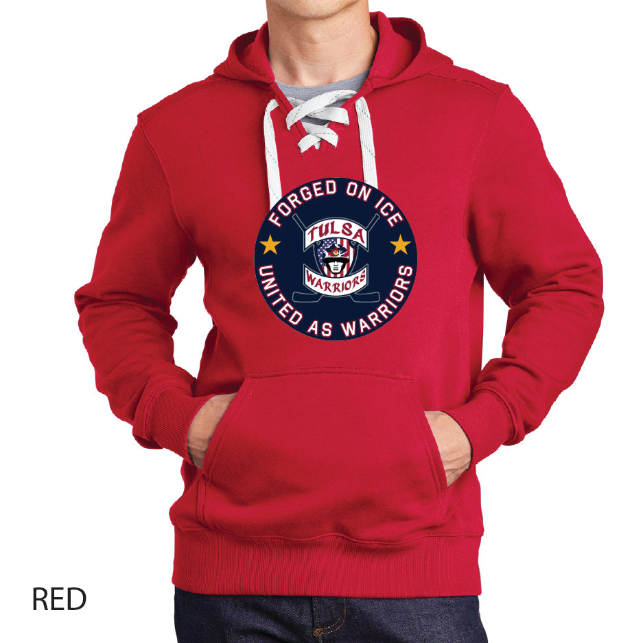 Tulsa Warriors Circle Logo Sport-Tek Lace Up Pullover Hooded Sweatshirt
