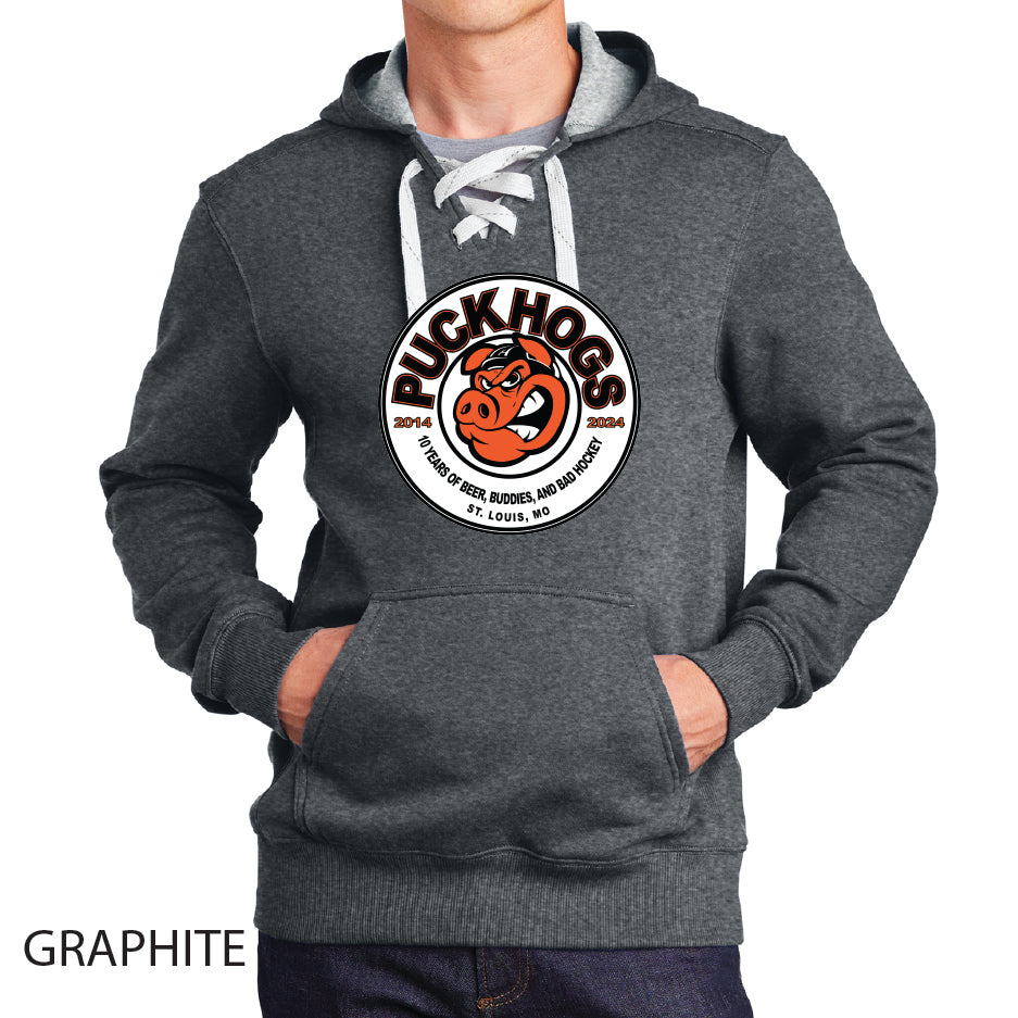 Puck Hogs Sport-Tek Lace Up Pullover Hooded Sweatshirt
