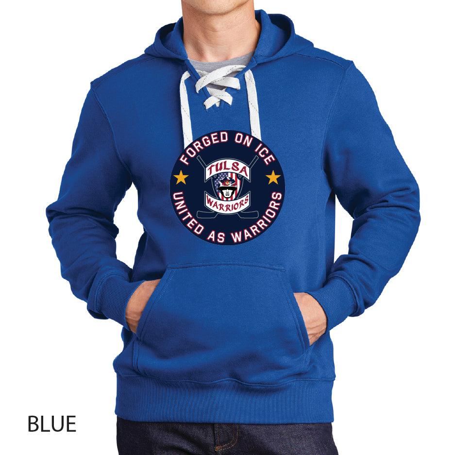 Tulsa Warriors Circle Logo Sport-Tek Lace Up Pullover Hooded Sweatshirt