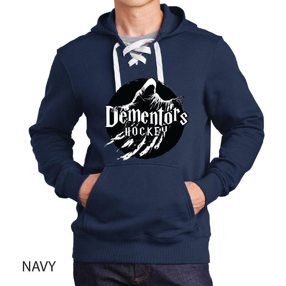 Dementors Sport-Tek Lace Up Pullover Hooded Sweatshirt White Logo