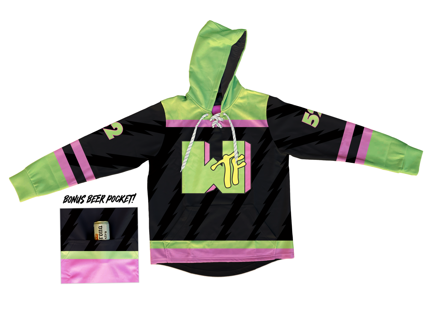 WTF Tulsa Warriors Sublimated Jersey Style Hoodie