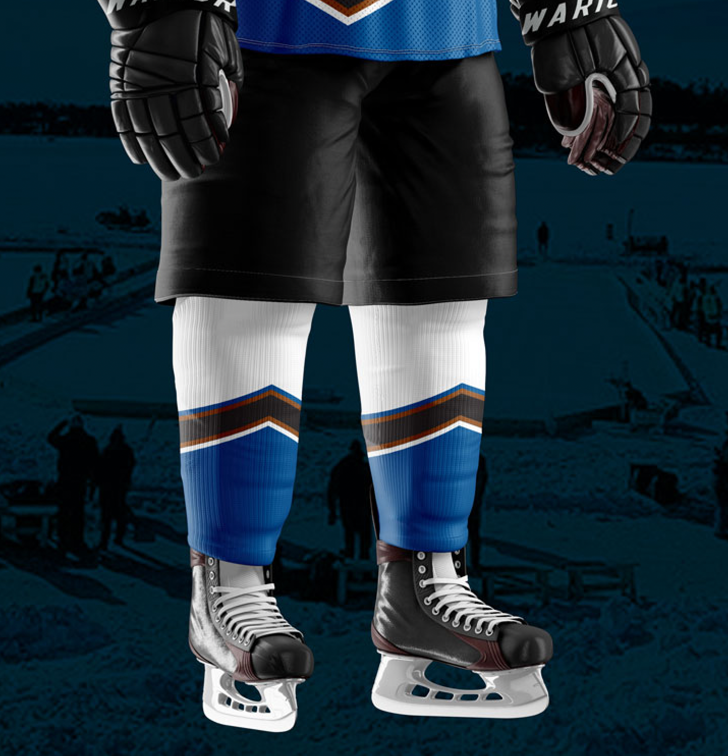 Rusty Blades Blue/White Socks