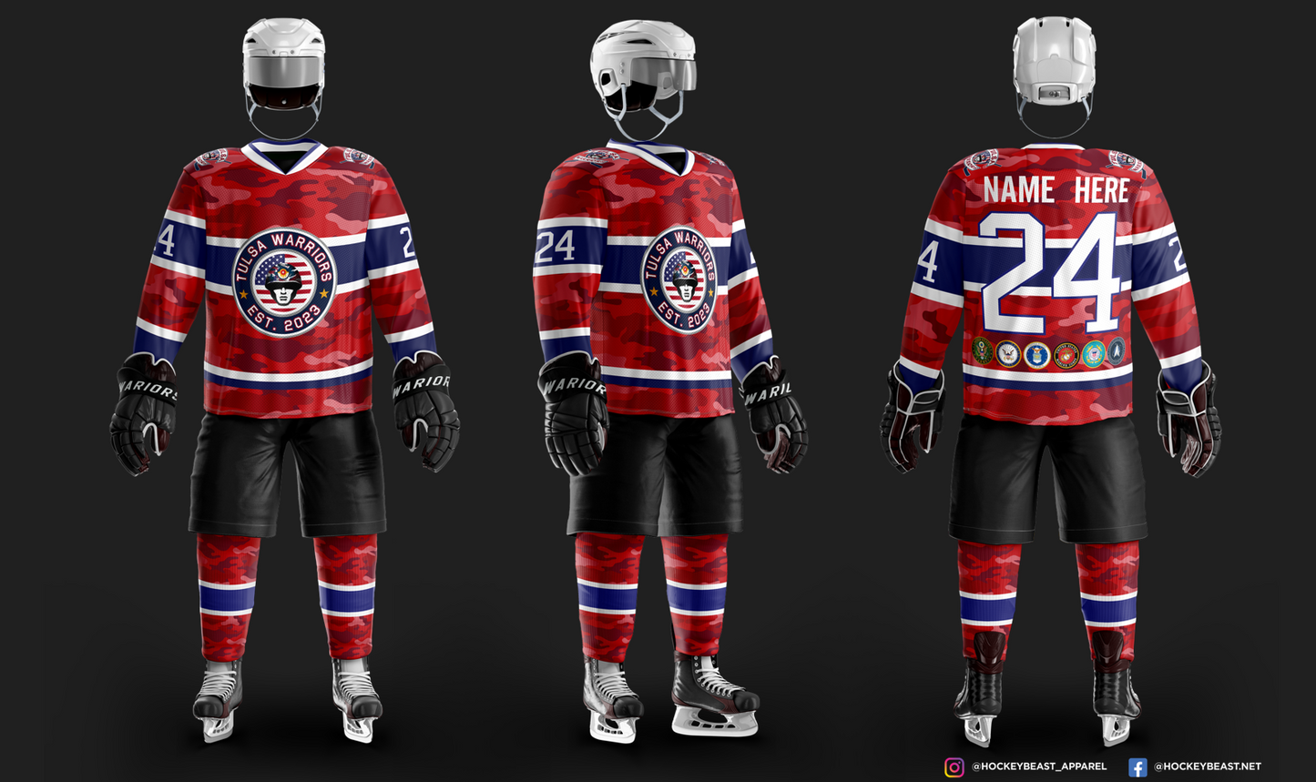 Tulsa Warriors Sublimated Red Jersey