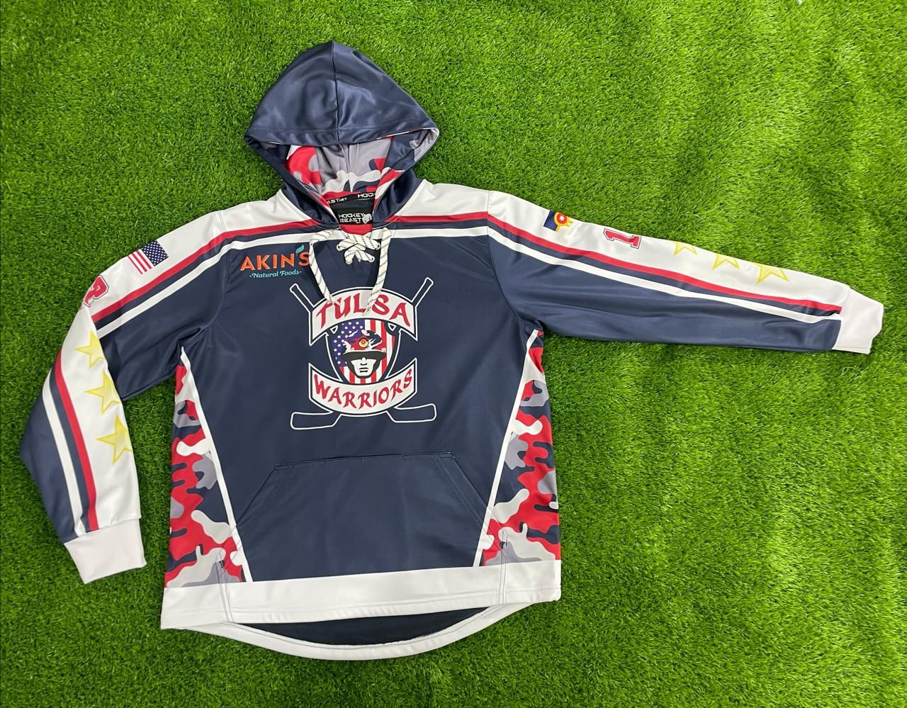 Tulsa Warriors Blue Sublimated Jersey Style Hoodie