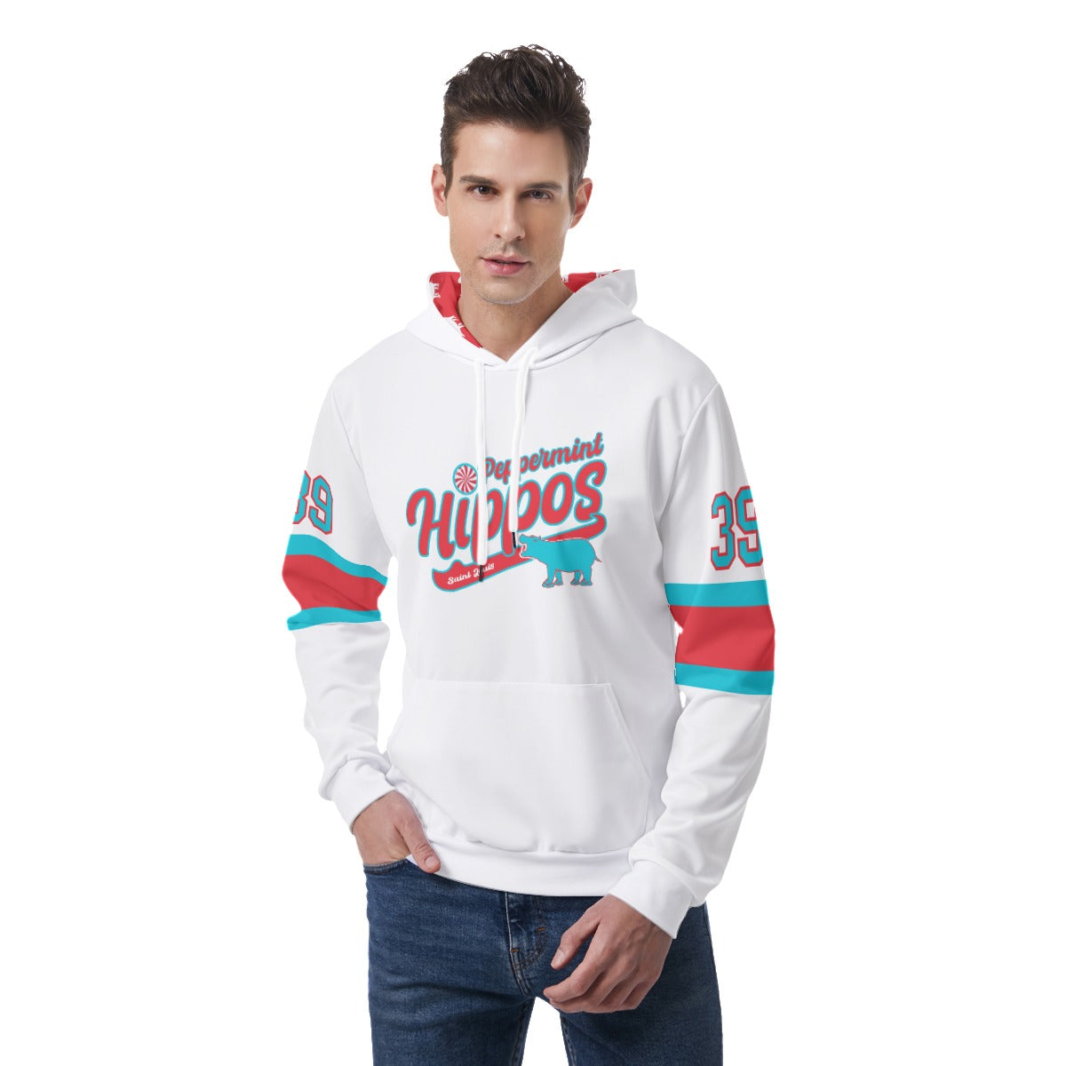White Peppermint Hippo Light Weight hoodie - Customizable