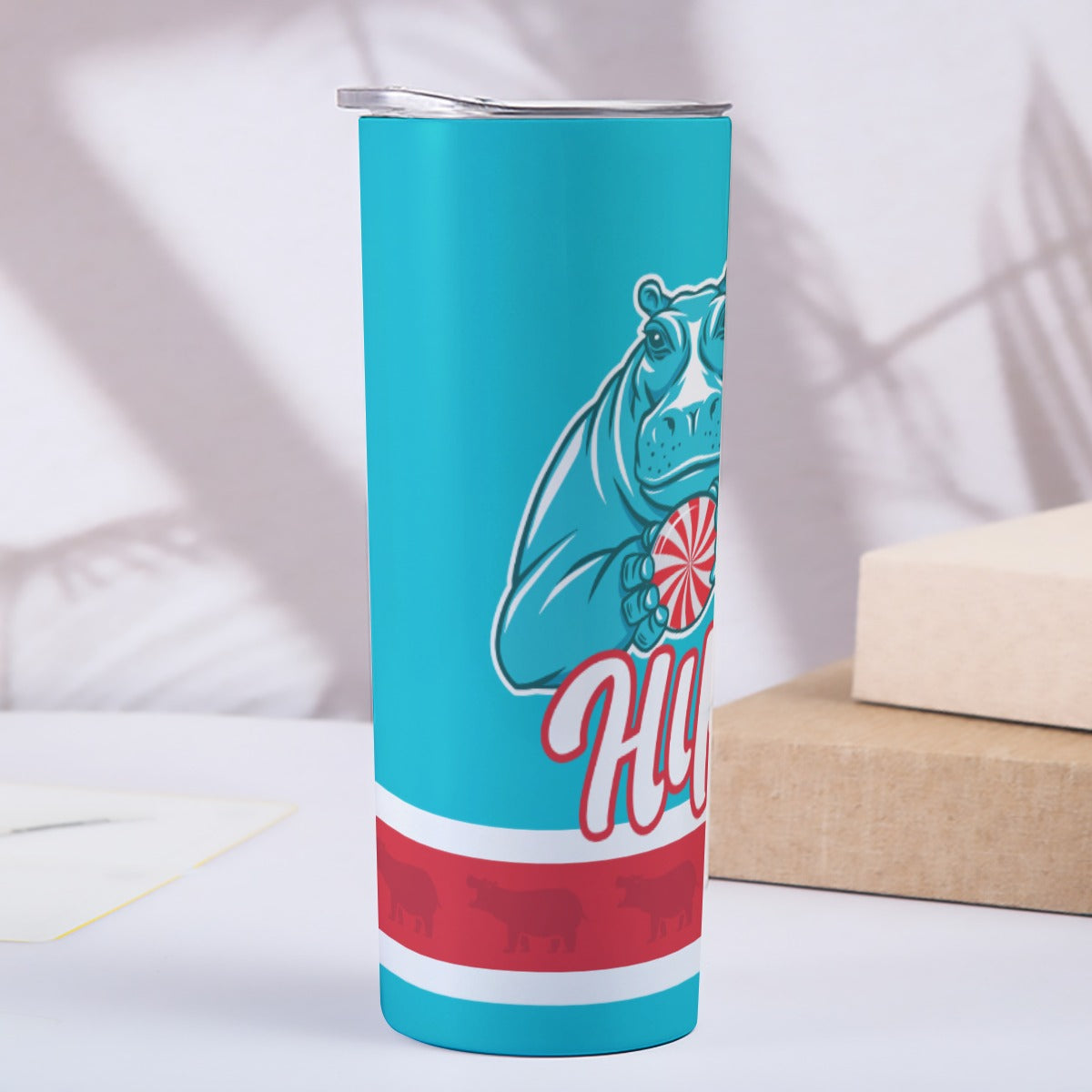 Peppermint Hippo Skinny Tumbler Stainless Steel with Lids 20OZ