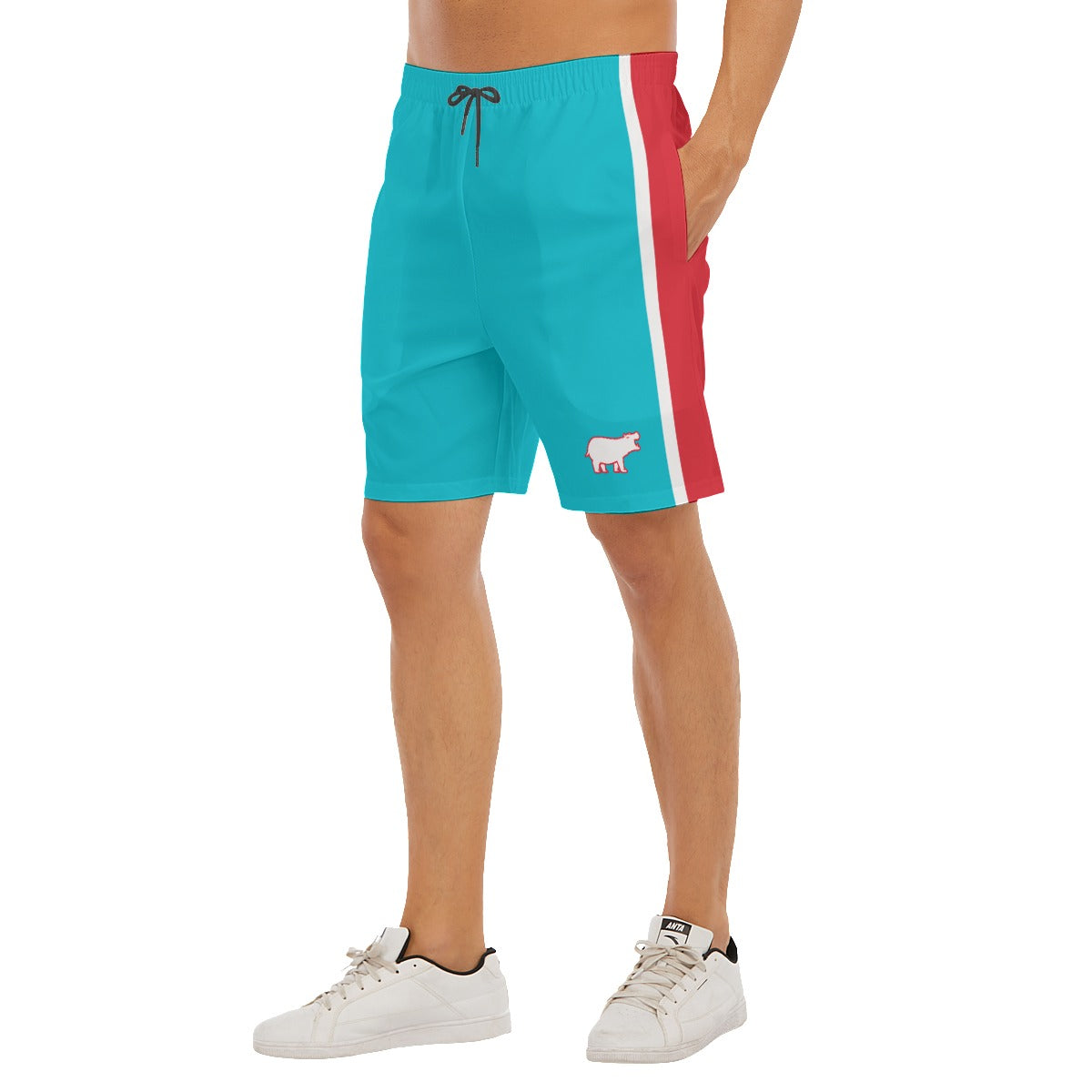 Peppermint Hippos Men's Shorts With Elastic Waist