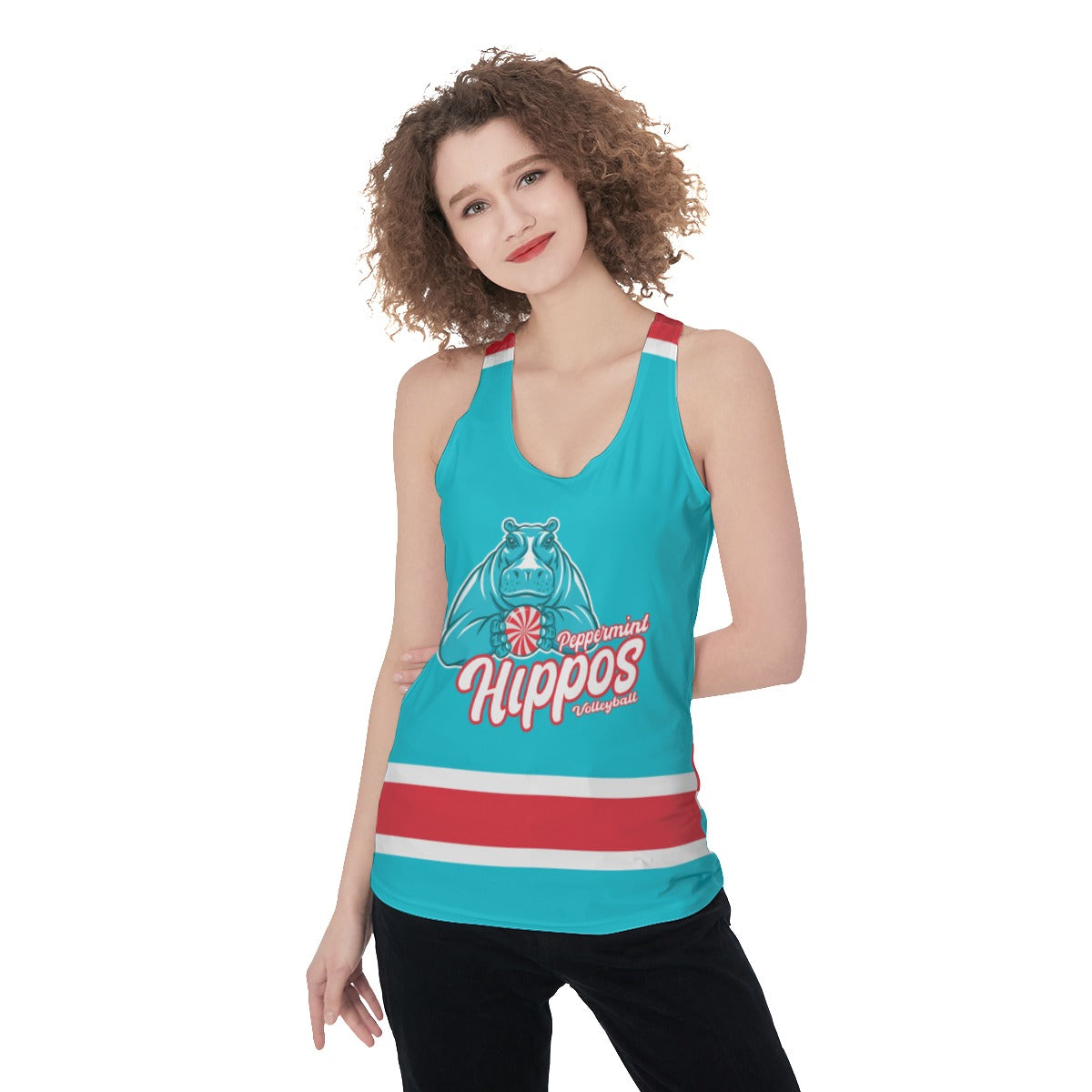 Peppermint Hippos Women's Racerback Tank Top