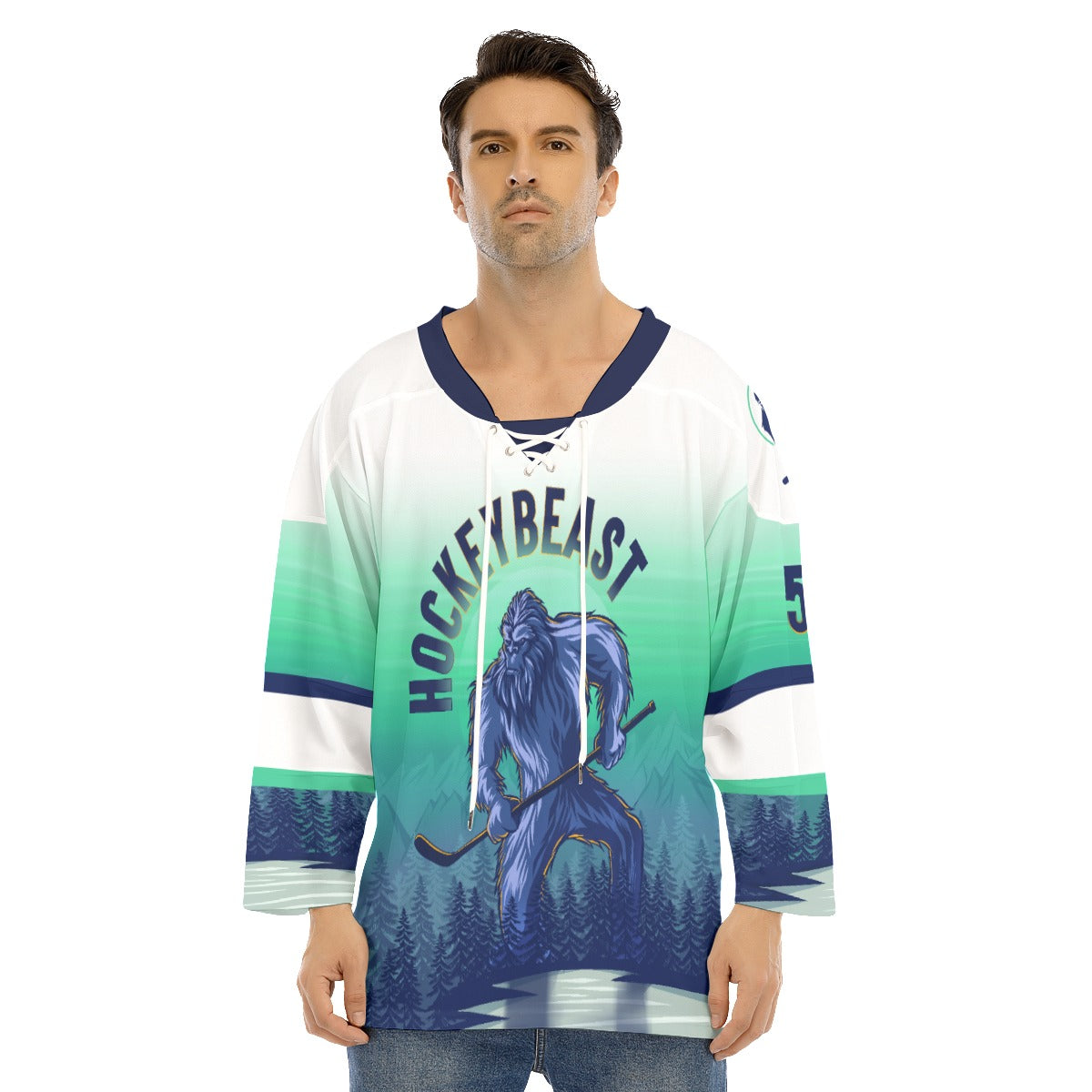 HockeyBeast White Customizable Hockey Jersey