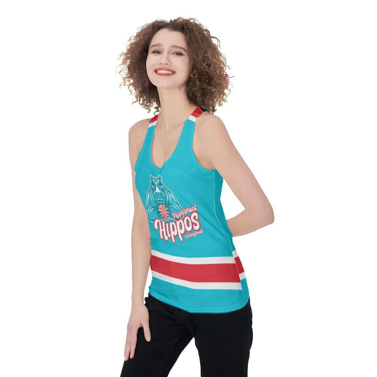 Peppermint Hippos Women's Racerback Tank Top