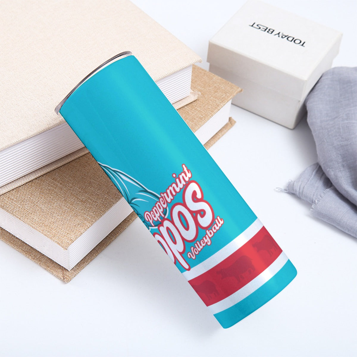 Peppermint Hippo Skinny Tumbler Stainless Steel with Lids 20OZ
