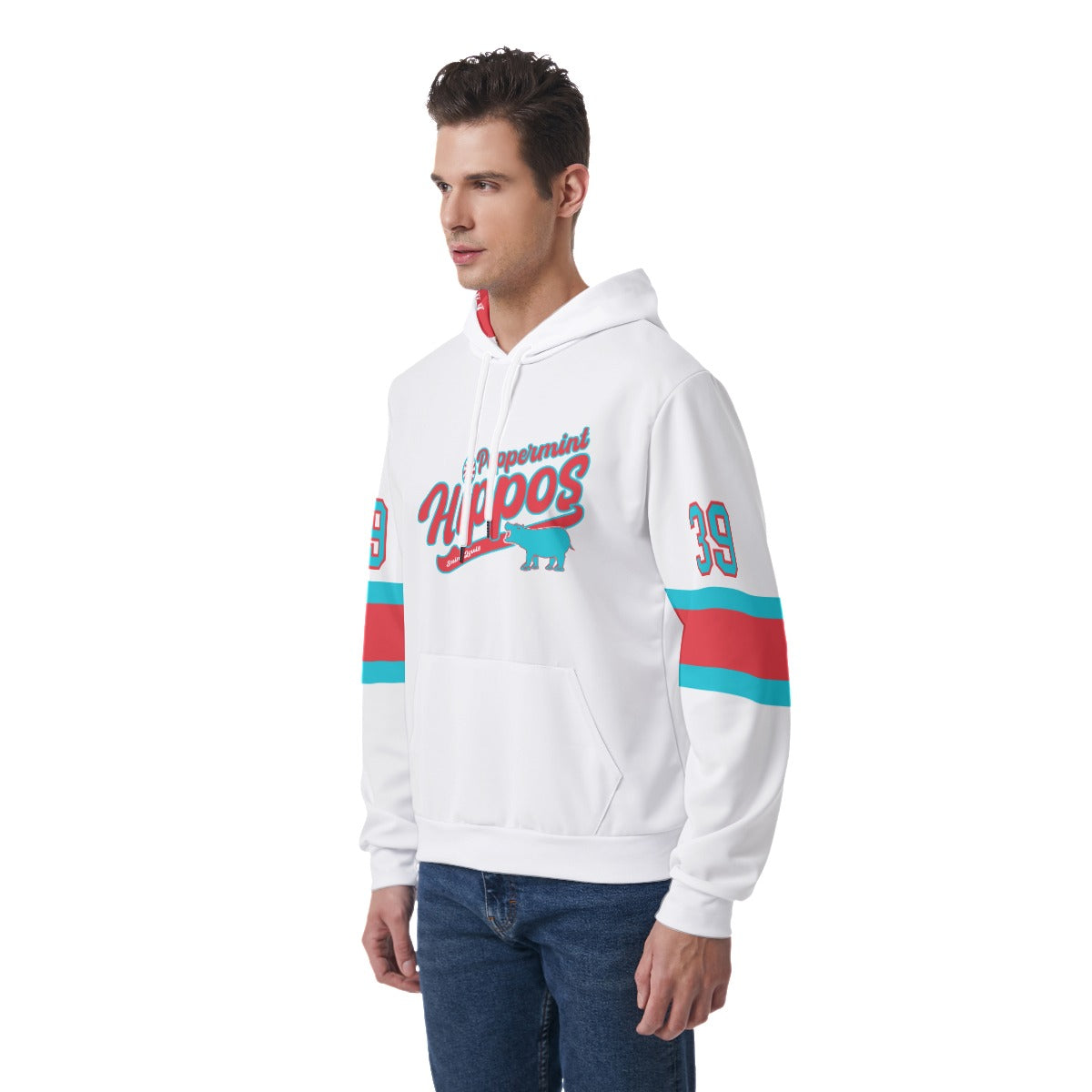 White Peppermint Hippo Light Weight hoodie - Customizable