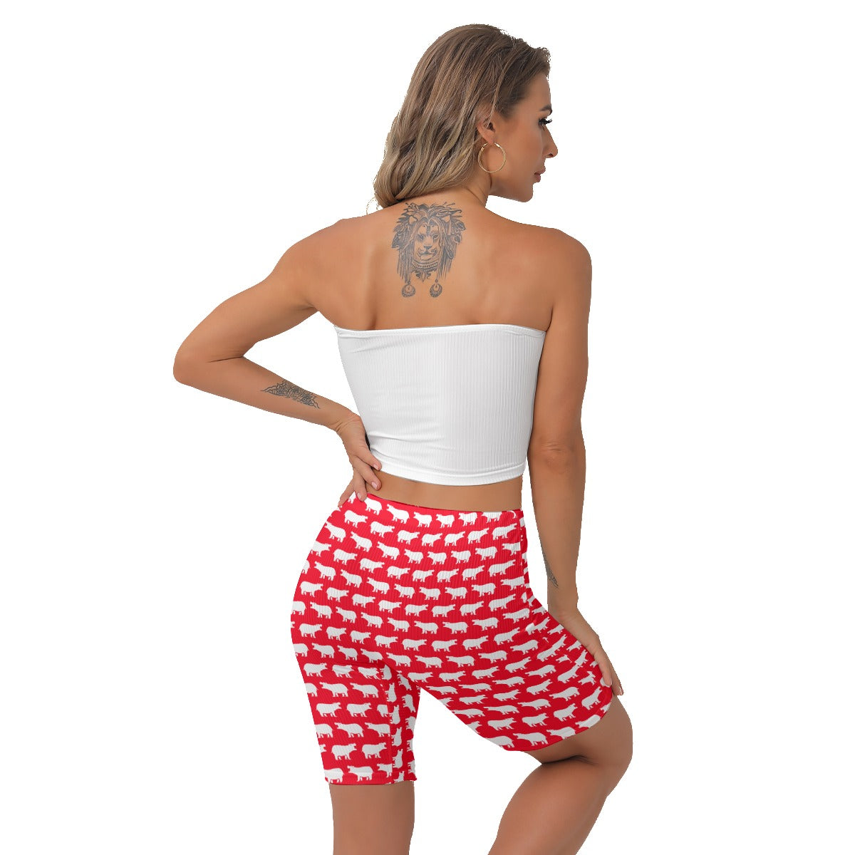 Peppermint Hippo Pattern Biker Shorts