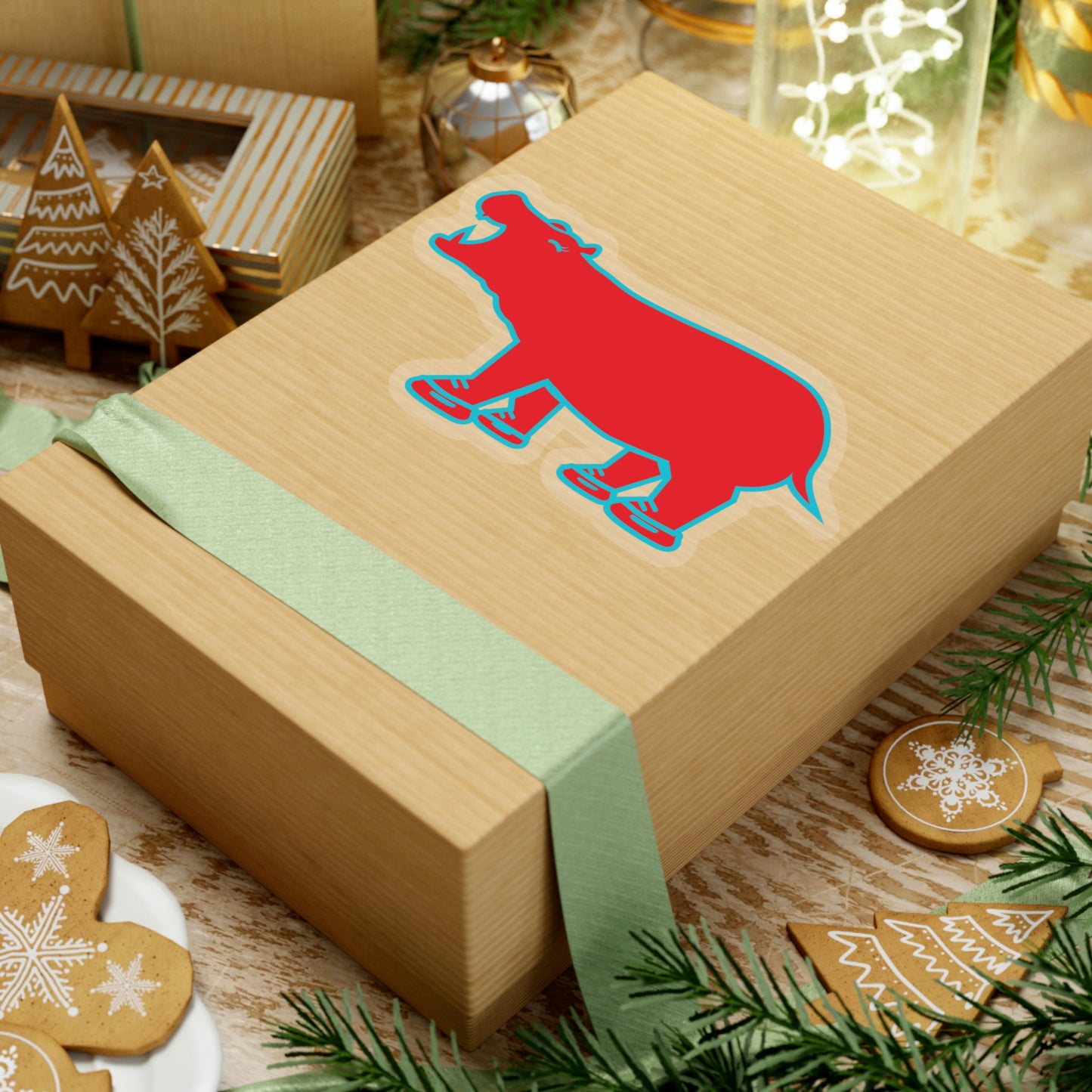 Red Hippo Sticker - Indoor
