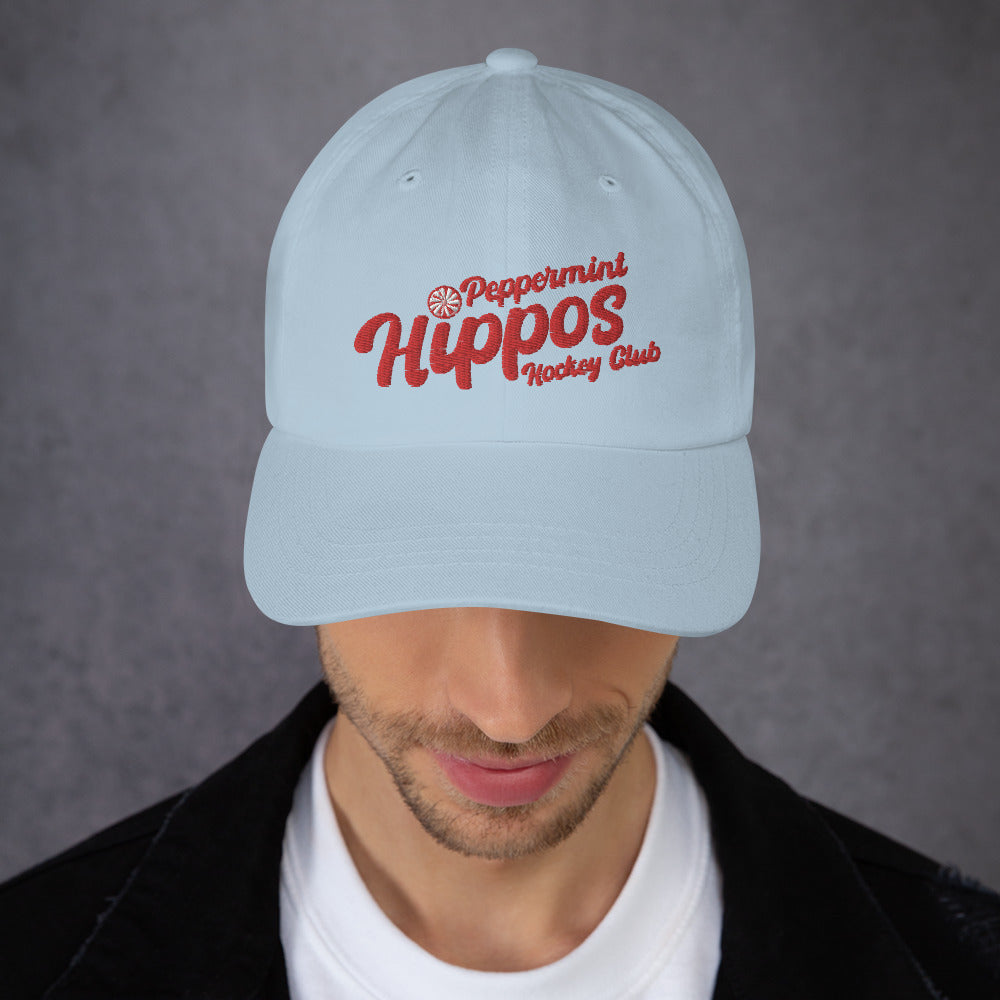 Peppermint Hippo Embroidered Hat - Customizable