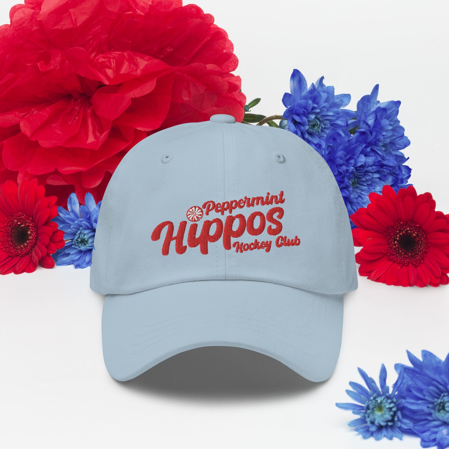 Peppermint Hippo Embroidered Hat - Customizable