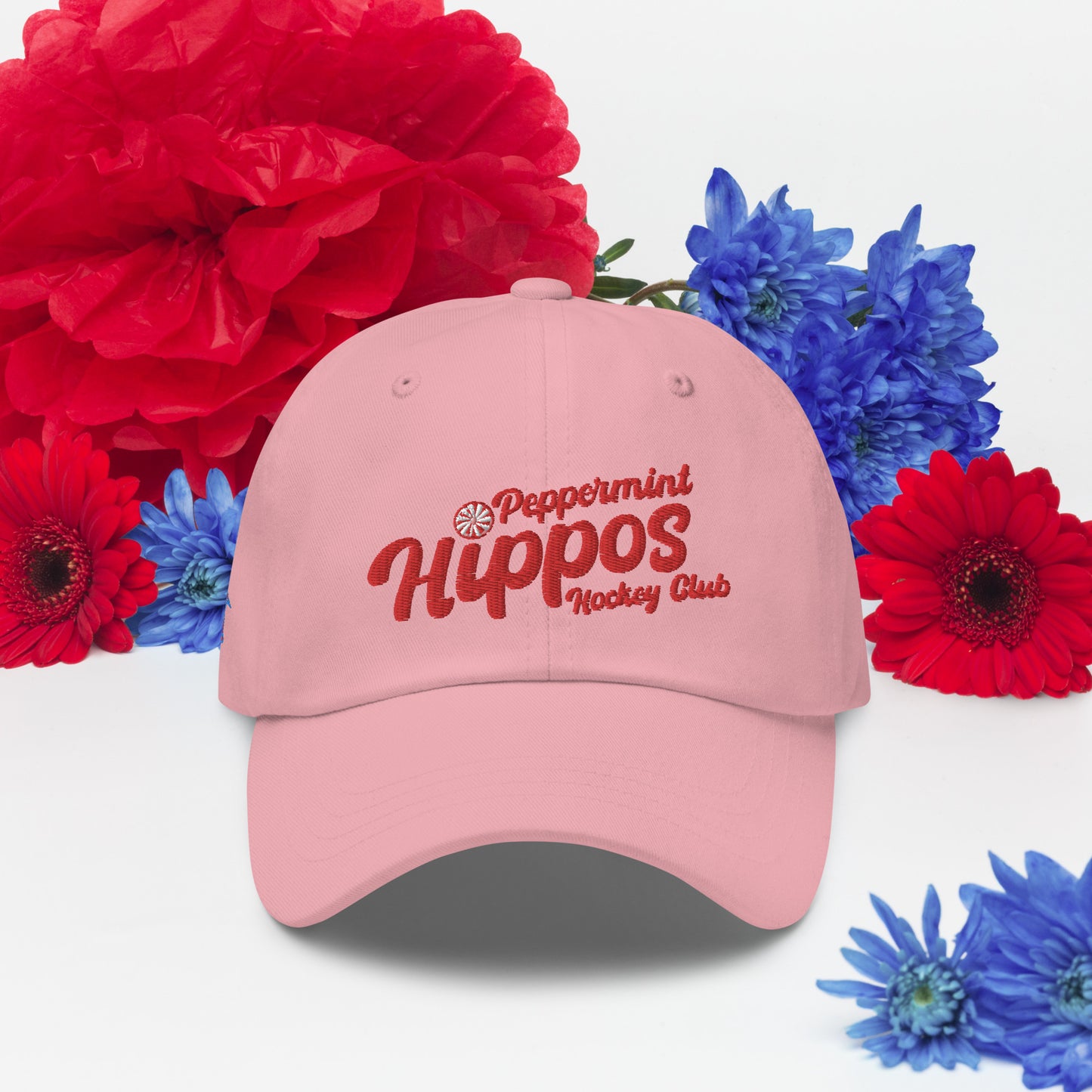 Peppermint Hippo Embroidered Hat - Customizable