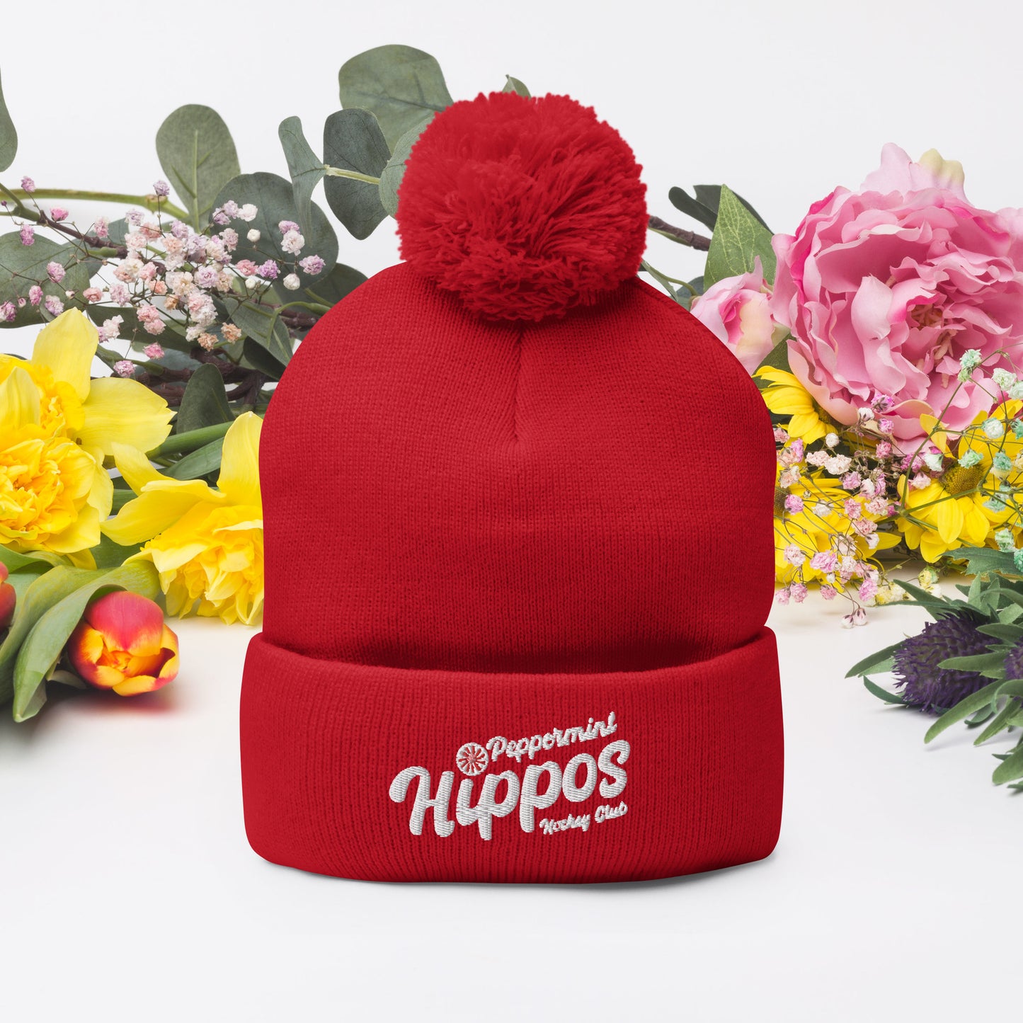 Peppermint Hippo Pom-Pom Beanie