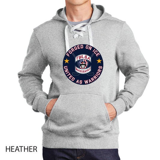 Tulsa Warriors Circle Logo Sport-Tek Lace Up Pullover Hooded Sweatshirt