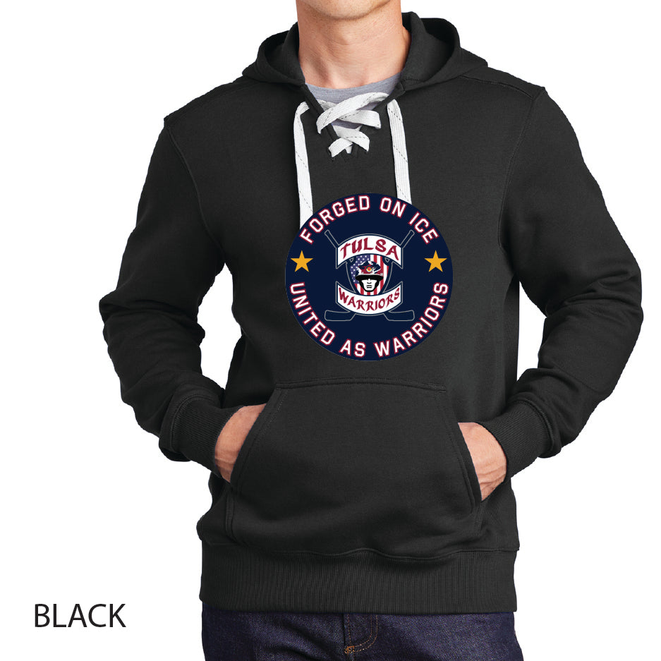 Tulsa Warriors Circle Logo Sport-Tek Lace Up Pullover Hooded Sweatshirt