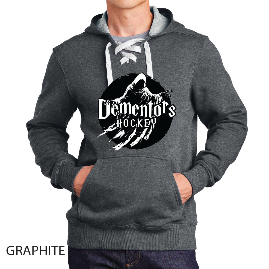 Dementors Sport-Tek Lace Up Pullover Hooded Sweatshirt White Logo