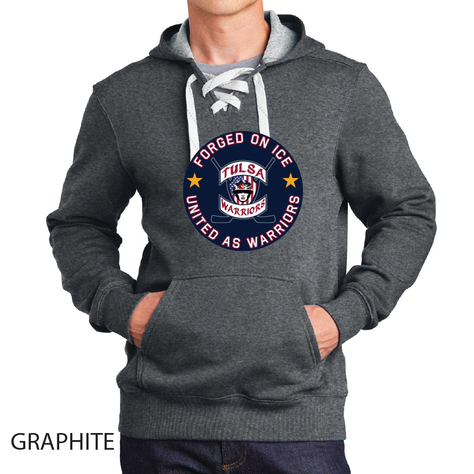 Tulsa Warriors Circle Logo Sport-Tek Lace Up Pullover Hooded Sweatshirt