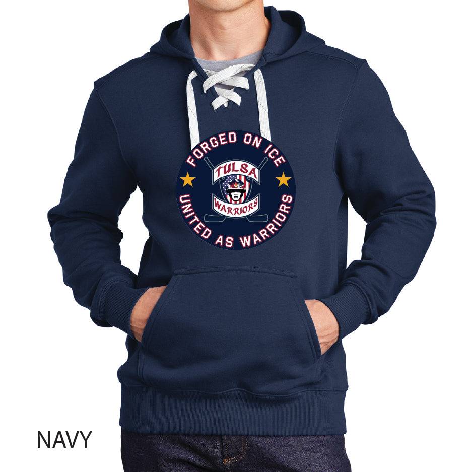 Tulsa Warriors Circle Logo Sport-Tek Lace Up Pullover Hooded Sweatshirt
