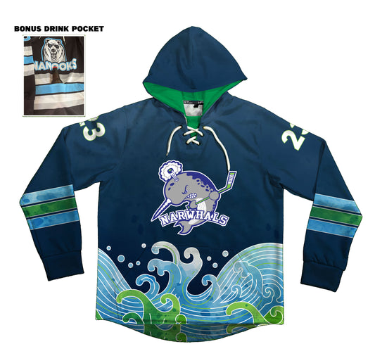 Narwhals Sublimated Jersey Style Hoodie