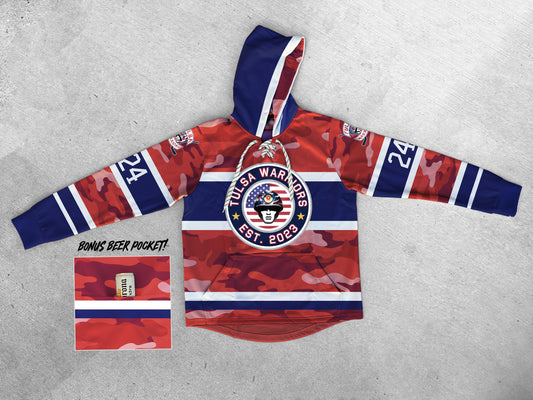 Tulsa Warriors Red Sublimated Jersey Style Hoodie
