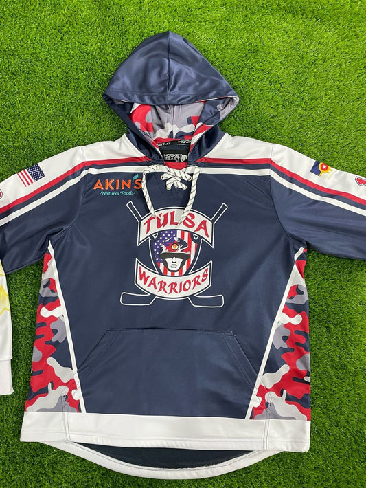 Tulsa Warriors Blue Sublimated Jersey Style Hoodie