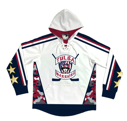 Tulsa Warriors White Sublimated Jersey Style Hoodie