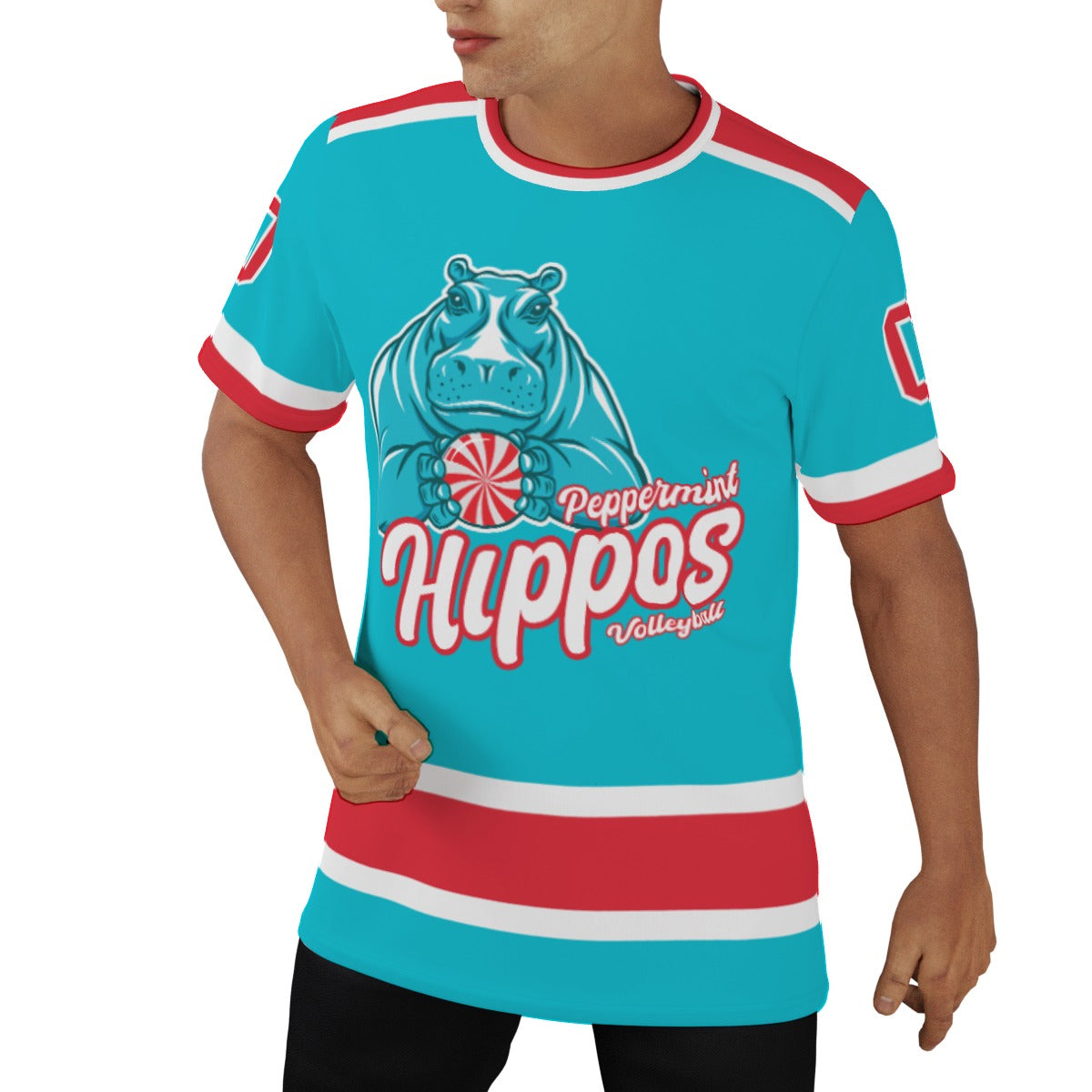 Peppermint Hippo Volleyball Unisex T-Shirt
