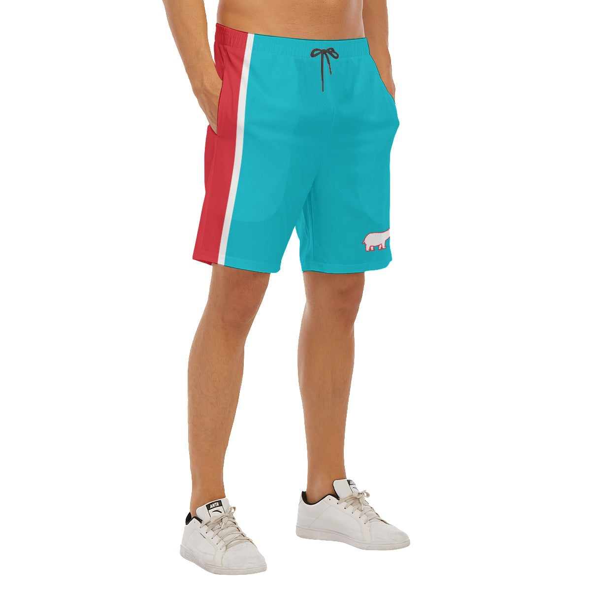 Peppermint Hippos Men's Shorts With Elastic Waist
