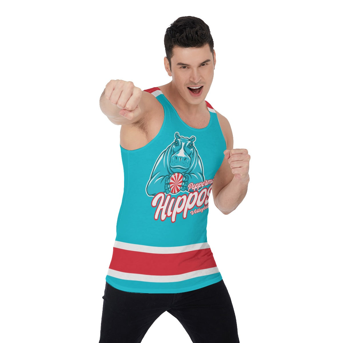 Peppermint Hippos Unisex Tank Top
