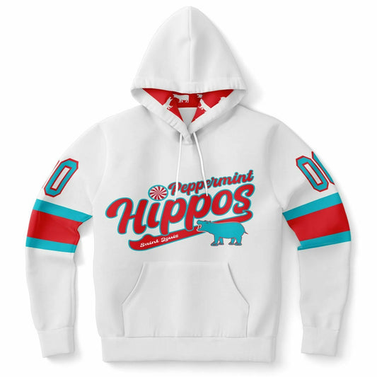 White Peppermint Hippo Light Weight hoodie - Customizable
