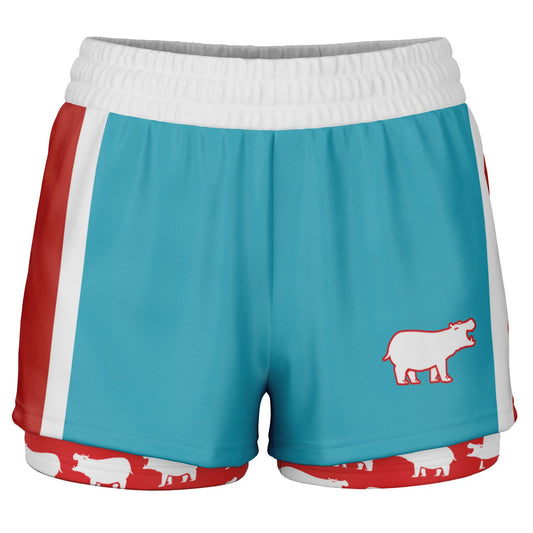 Peppermint Hippos Women's 2-in-1 Shorts