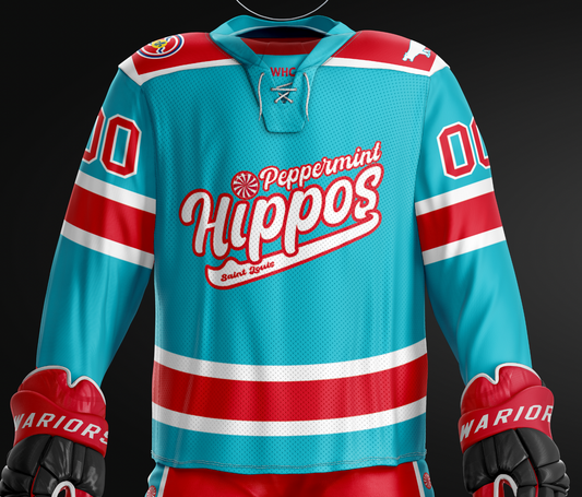 Peppermint Hippo Jersey - Embroidered Logo Blue