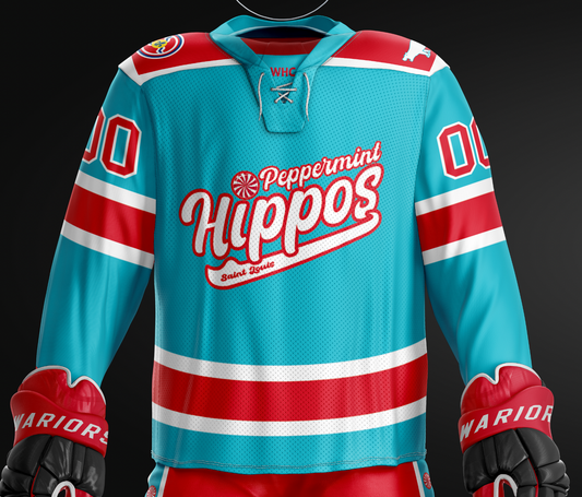 Peppermint Hippo Jersey - Sublimated Blue
