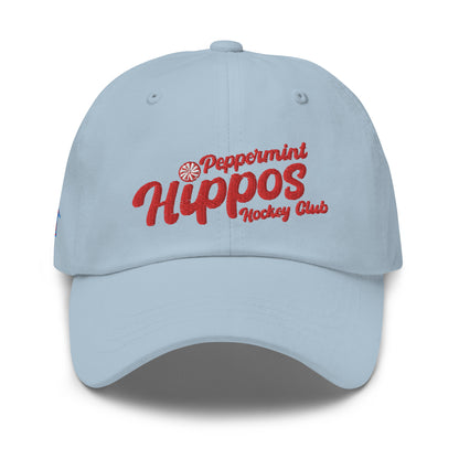 Peppermint Hippo Embroidered Hat - Customizable