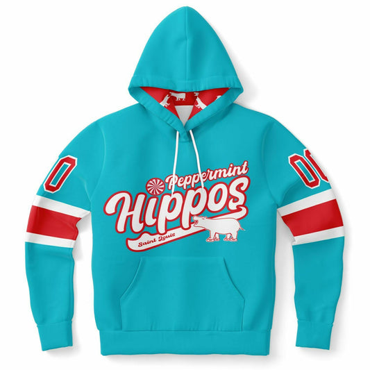 Blue Peppermint Hippo Light Weight Hoodie - Customizable